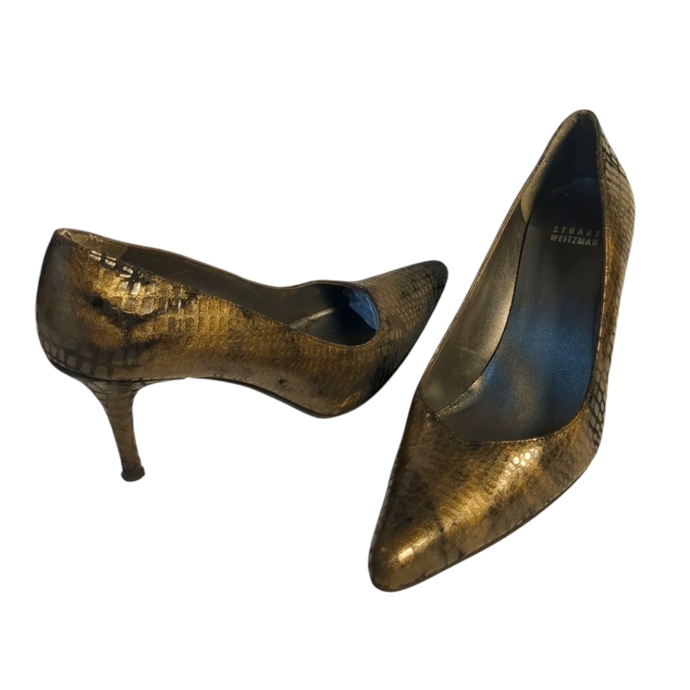 Stuart WEITZMAN Classic Reptile Leather Pumps / Heels Size 8M - Picture 2 of 8